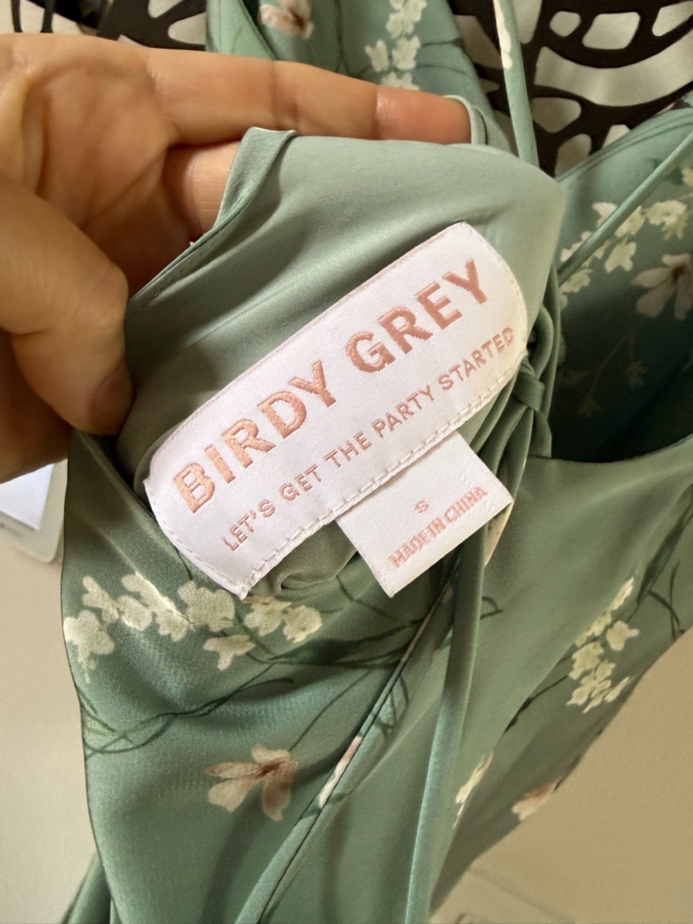 Birdy Grey Mai Dress Matte Satin Sage Le Fleur S NWOT - Picture 9 of 13